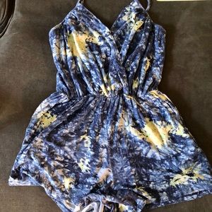 Blue/green hippie tie-dye romper jumper piece